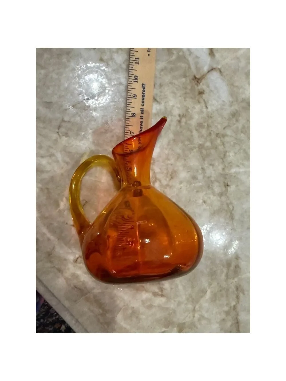 Rainbow hand blown west Virginia USA Orange and Yellow Glass Vase amberina glows